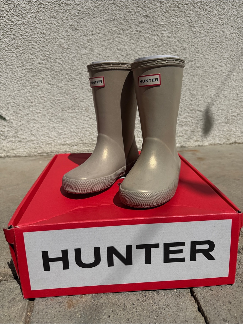 Hunter Kids Rain Boots in Beige Taupe